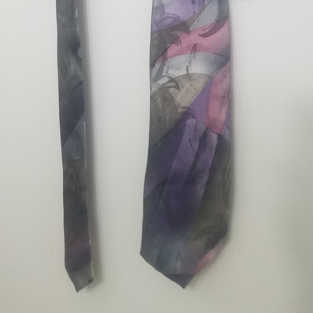 gray, pink, and purple Robert Alan polyester tie